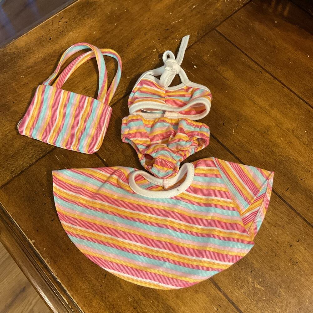 American Girl Doll Party's Swim Suit Skirt & Bag Summer Pool Beach Read